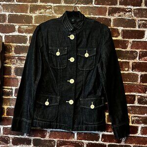 Gap Dark Wash Denim Military Style Jacket